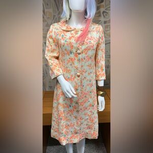 L’AIGLON  1960’s 3/4 Sleeve Vintage Floral Print Midi Length Aline Coat L1